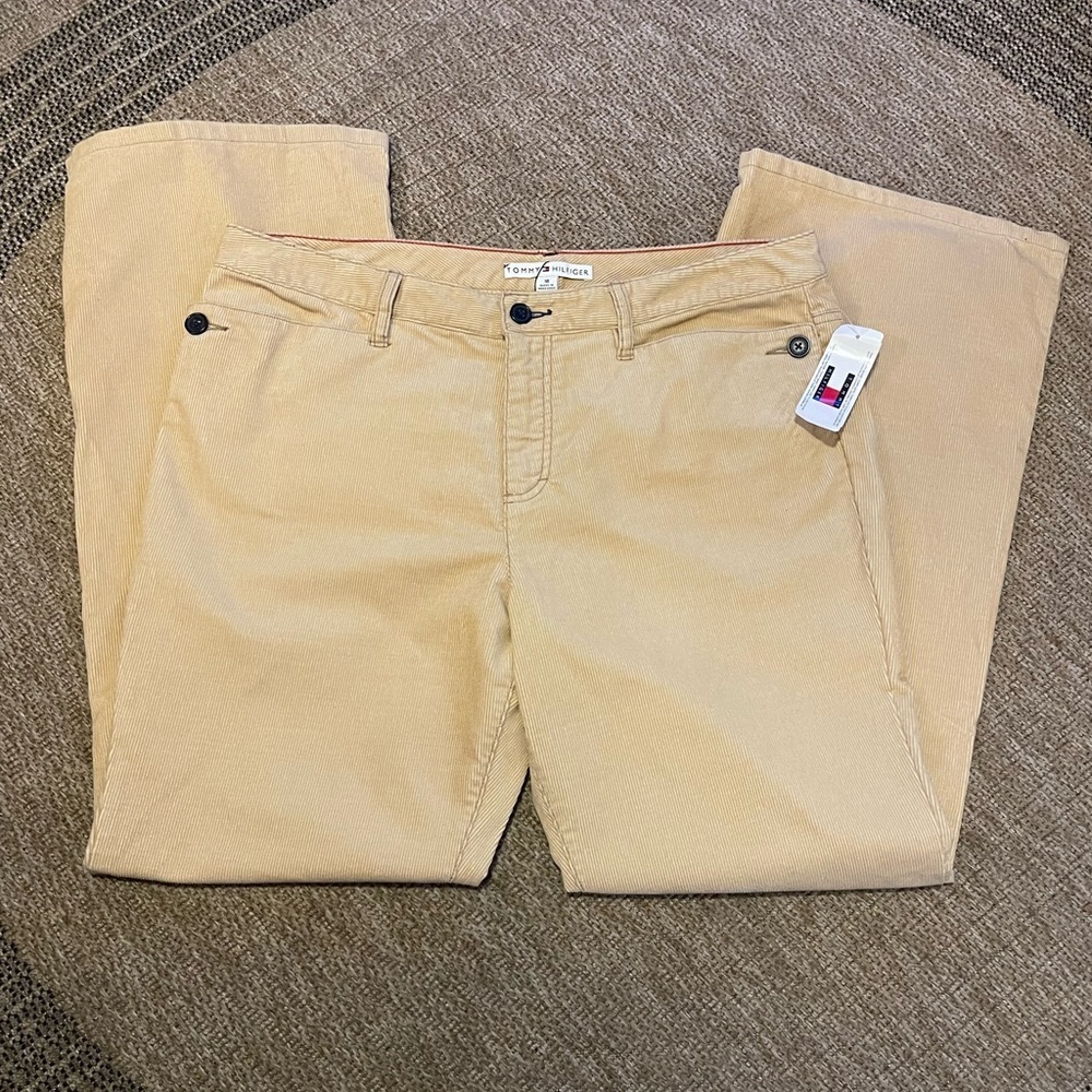 NWT Tommy Hilfiger corduroy pants High Rise wide leg Tan Khaki size 16 - Picture 10 of 12